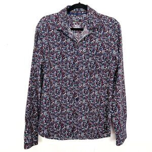 Apt.9 Performance Untucked Slim Fit Button Down Shirt Floral Medium mc
